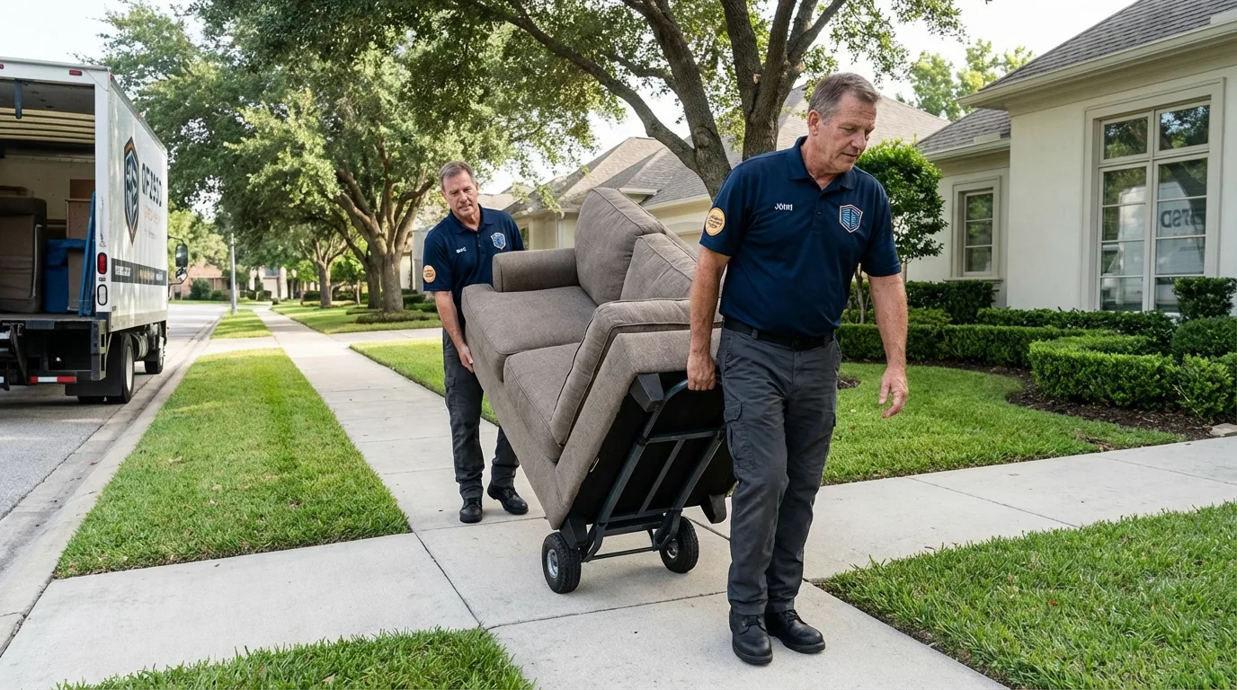 Local residential moving crew loading furniture in Lithia Springs, GA