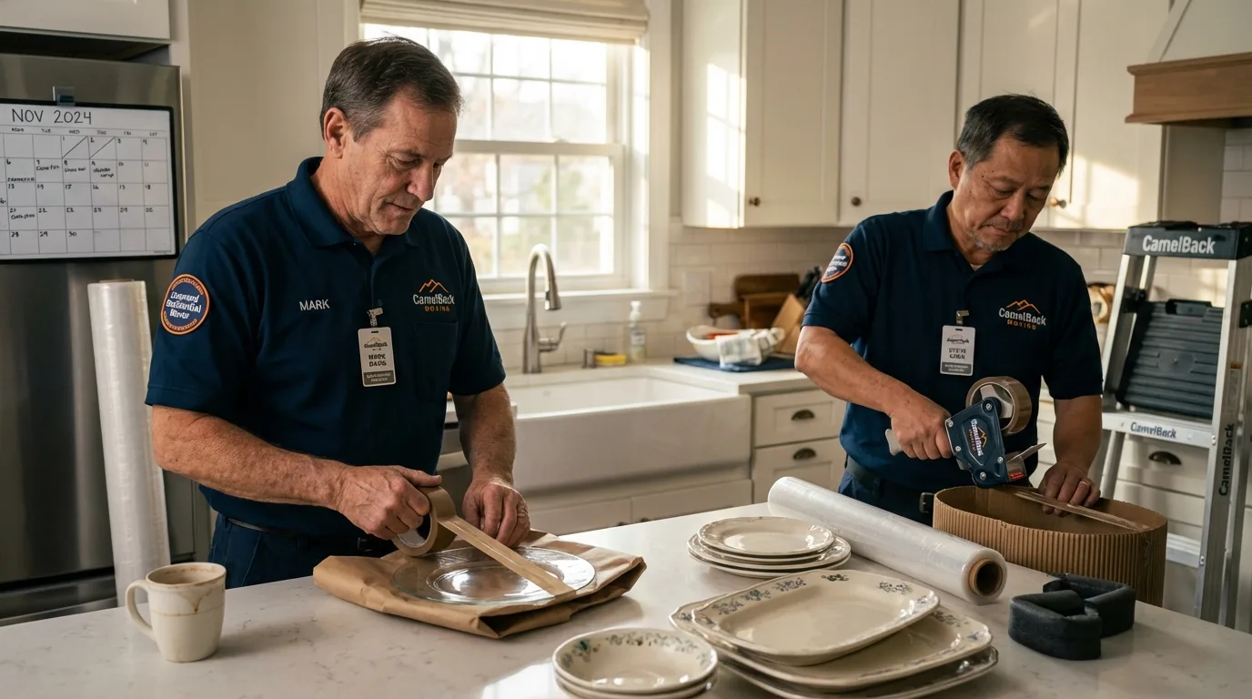 Professional crew packing kitchen dishware in Lithia Springs, GA