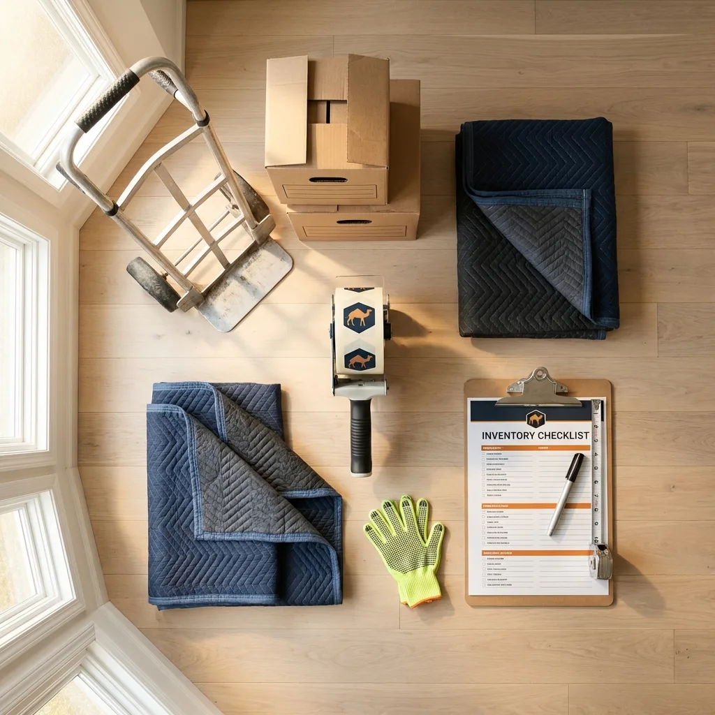 Professional moving supplies and packing materials layout for Lithia Springs residential relocations